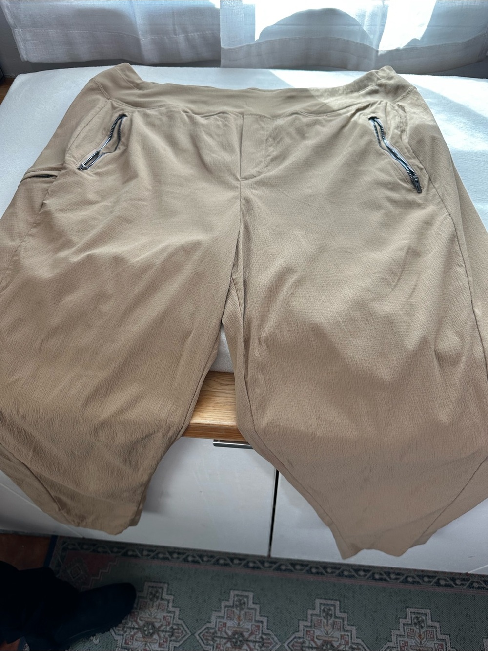 Athleta Tan Active Pull-On Shorts with Elastic Waist